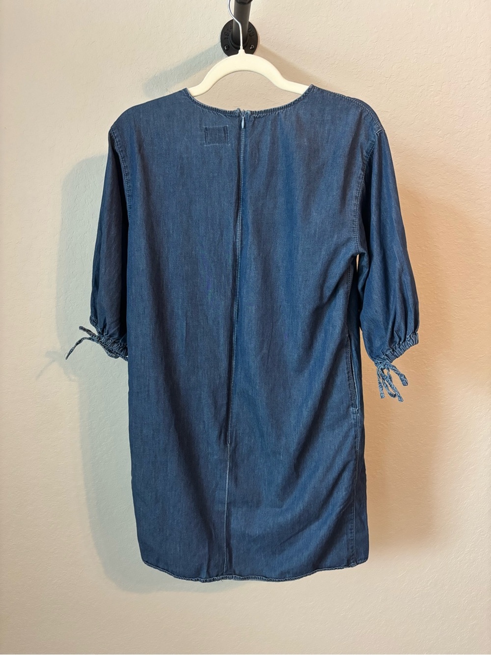 ASOS Blue Denim Floral Embroidered Quarter-sleeve Mini Dress Size Small - Picture 4 of 9